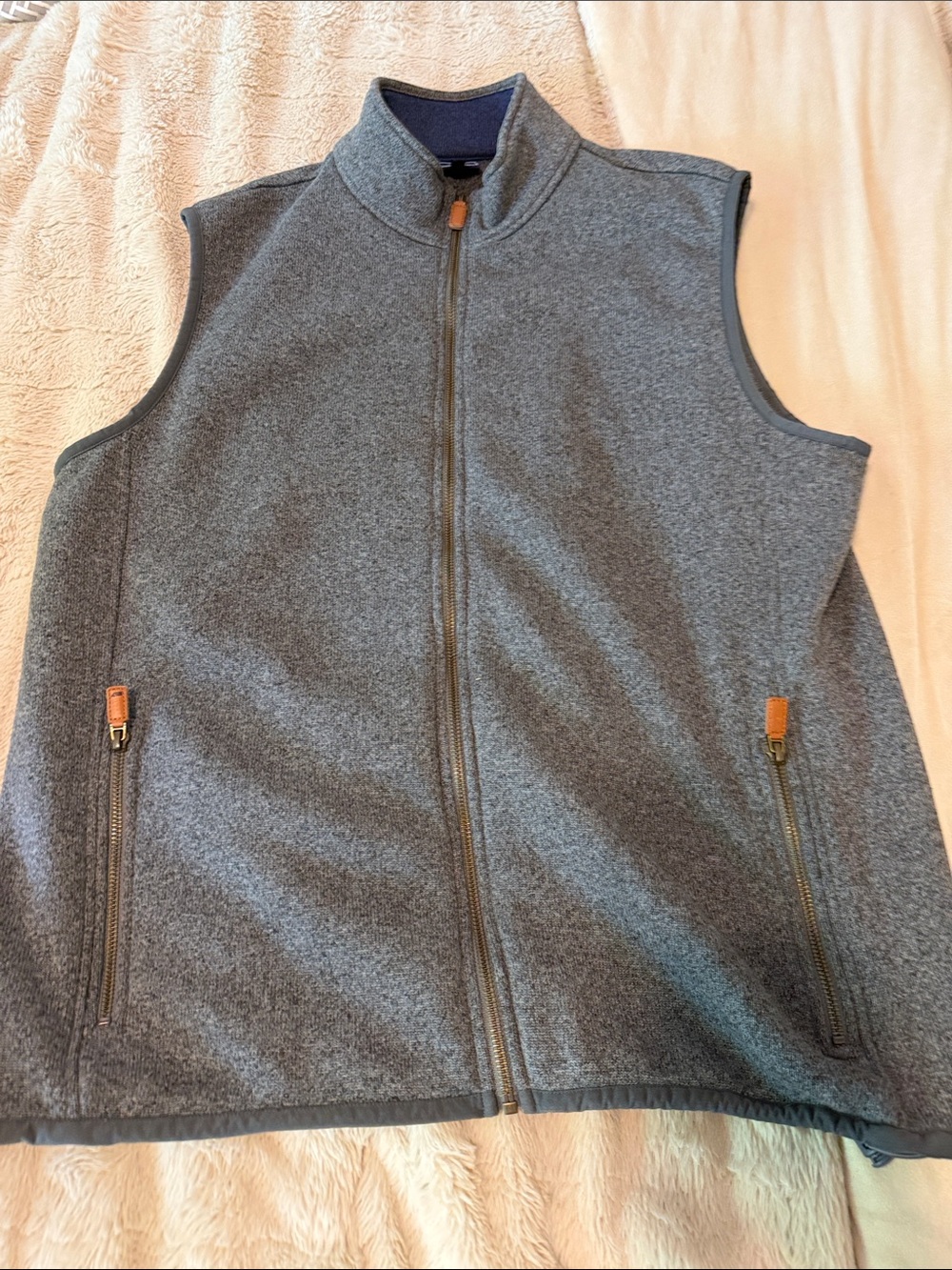 Vineyard Vines Men's Gray Full‑Zip Fleece Vest